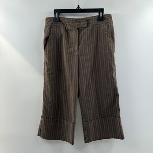 BCX Girl Brown Striped Pants – Zipper Fly & Clasp Waist, Size Kids 14